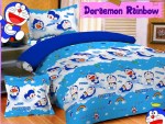 Sprei Katun Motif Anak Doraemon Rainbow Biru